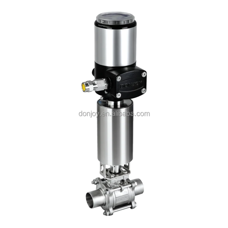 

DONJOY proportional control Sanitary No Retention Three Pieces Direct Way Ball Valve With Pneumatic Actuator and Positioner