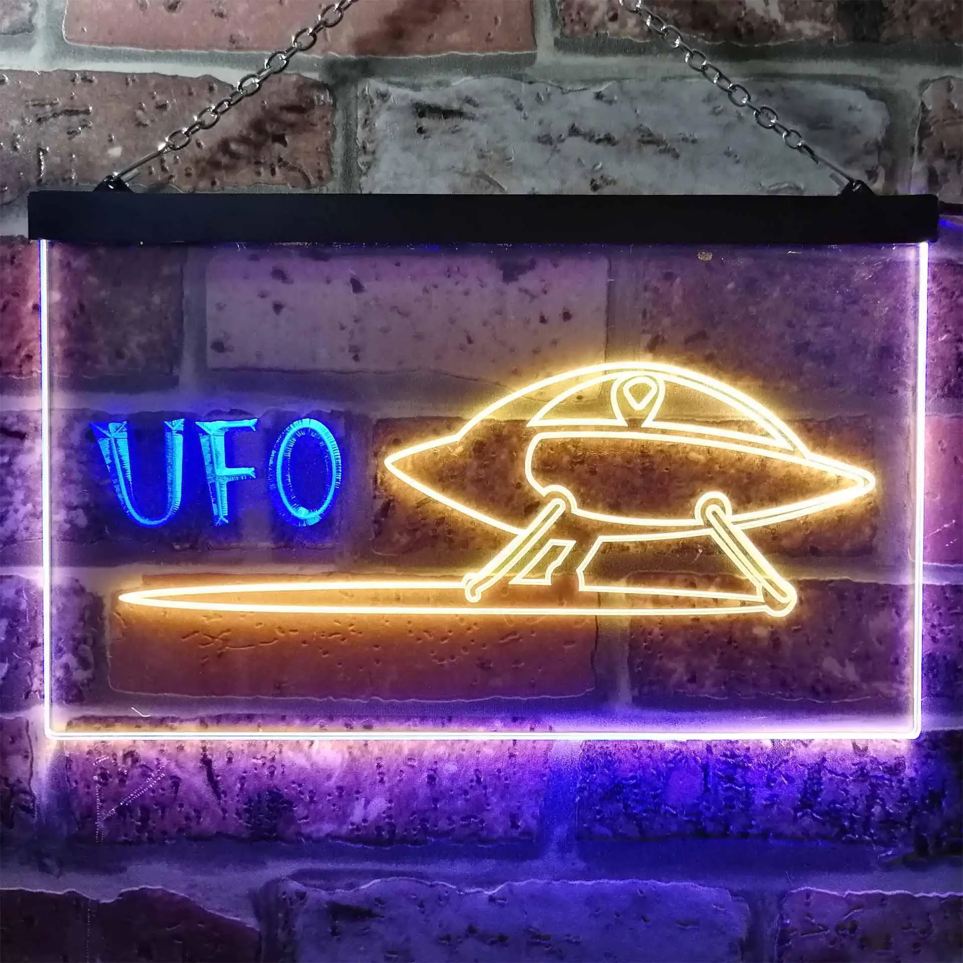 UFO. Spaceship Dual Color Led Neon Sign st6-i0928