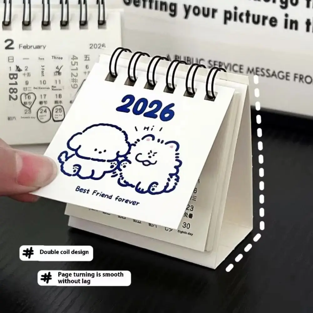 New Mini 2026 Desk Calendar Portable Cartoon Monthly Planner Schedule Planner Desktop Ornaments