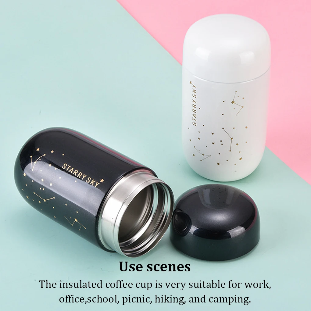 200ml Starry Sky Insulated Coffee Cup Vacuum Flask Portable Office Hiking Travel Indoor Outdoor  Water Bottle Drink