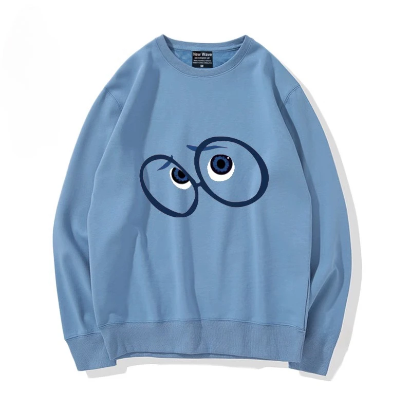 ديزني داخل خارج الكرتون طباعة التعبير حزمة زوجين جديد طاقم الرقبة سترة الرجال والنساء الربيع والخريف فضفاضة Hatless أعلى #2