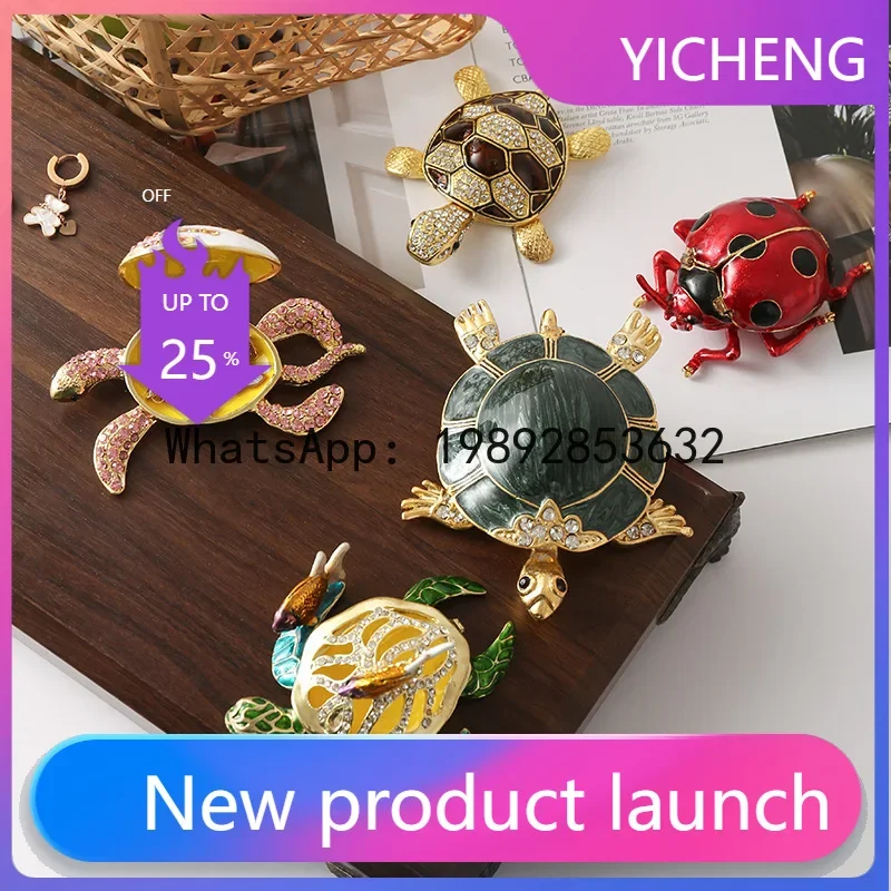 i5.15  creative enamel color decoration box, jewelry box, metal turtle ornament home decoration