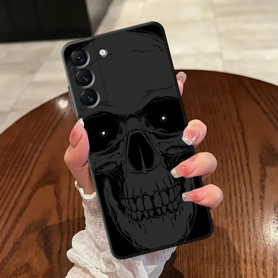 Skeleton Skull Black Soft Phone Cover Case for Samsung Galaxy A25 A71 A22 A52 A41 A23 A53 A26 A72 A51 A73 A36 A24 A55 A32 A35