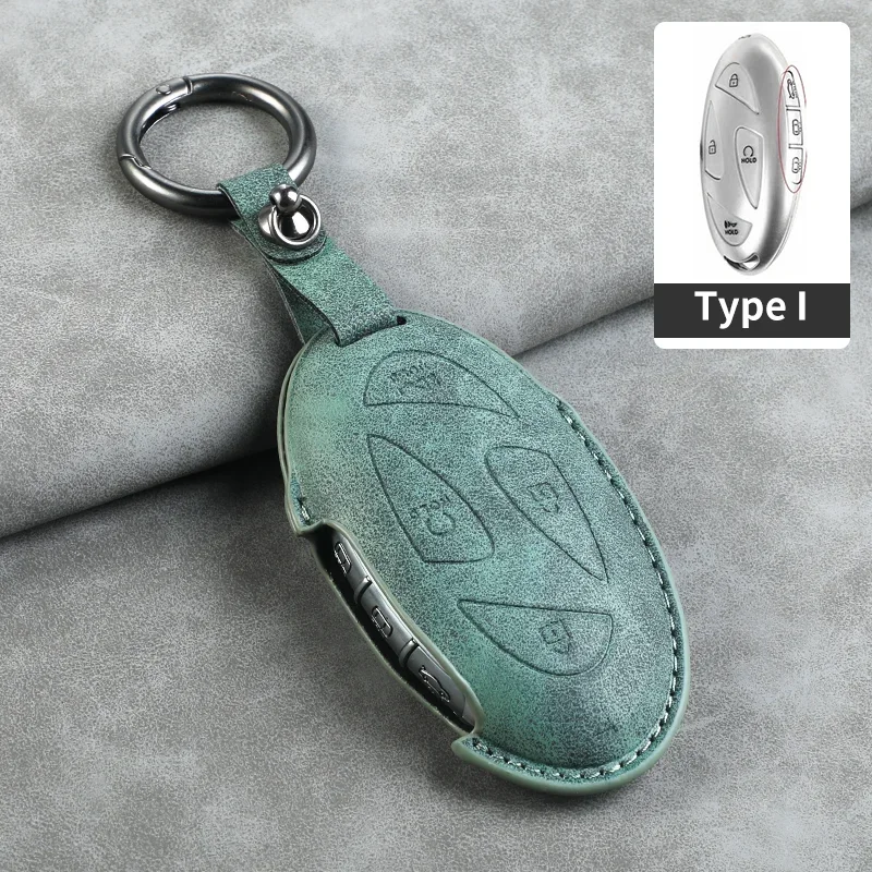 Leather Car Key Case Cover for Hyundai Grandeur GN7 2023 Kona Ev 2023 7 Buttons Car Remote Key Shell Fob Keychian Accessories