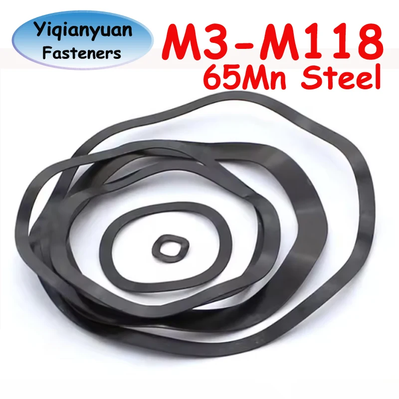 YiqianyuanManganese Steel M3 M4 M5 M6 M8 M10 M12 M14 M16 M19 M21 M24 M27-M118 Wave Washer 3/5/6/7 Wave Type Gasket Spring Washer