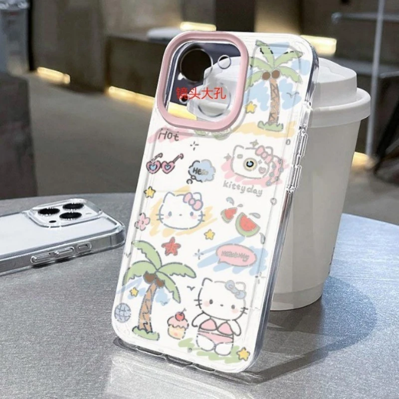 

Coconut Tree Swimsuit Hello Kitty Phone Case for iPhone 16 Pro Max iPhone 15 Pro 14 Plus 13 12 11 Shockproof Cartoon Phone Cover
