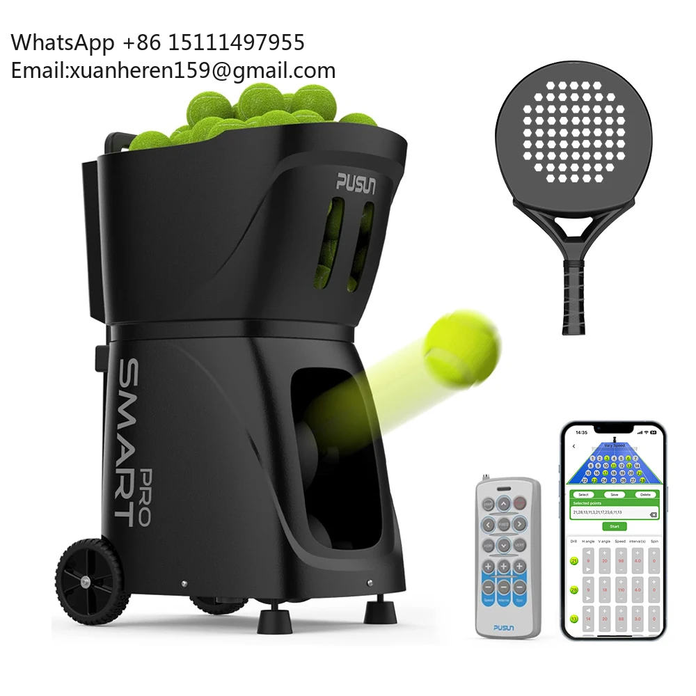 

Automatic PUSUN PT Smart Pro Tennis Ball Machine AI Coach APP Control Tennis Ball Lanch Training Equipment Shooting Machine