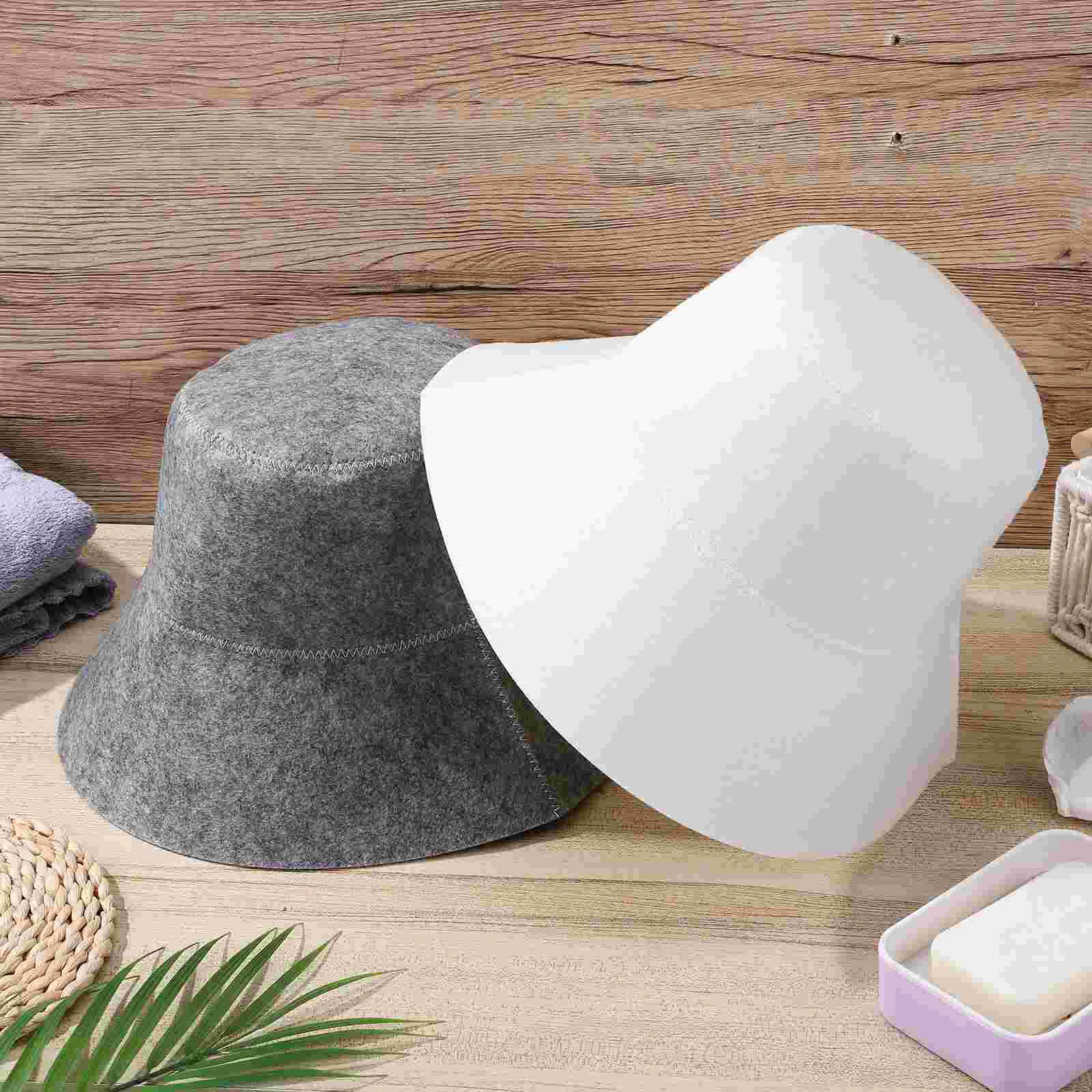 2 Pcs Sauna Hats Felt Sauna Cap Bathing Felt Hat Shower Cap Hat Sauna Accessories For Bathroom Spa Sauna Hat For Men