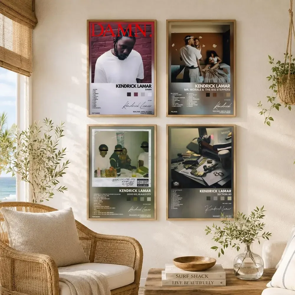 Rapper Singer K-Kendrick Lamar Painting Calligraphy High-Quality Canvas Wall Mural Crease-Free For Living Room Bedroom Interiors