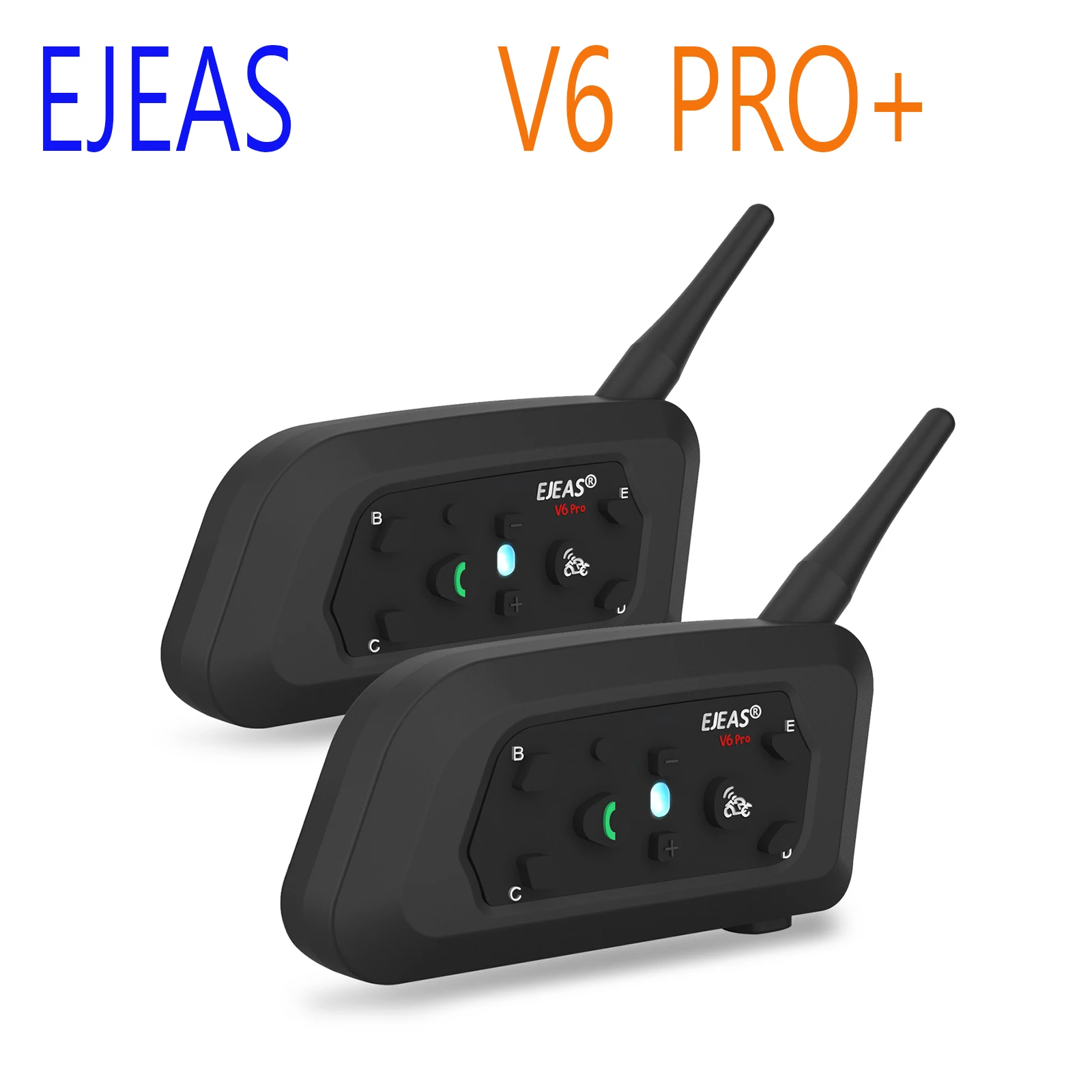 EJEAS V6 PRO +-Oreillette Bluetooth 5.1 pour moto, appareil de communication pour casque,  Dans la gamme 1200m, Intercom casque Bluetooth 5.1, Interphone lecteur de musique, Pour 6 motocyclistes,