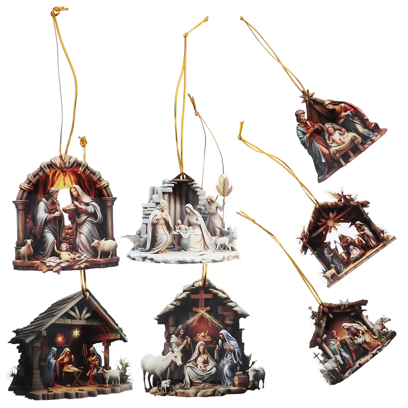 Ciondolo presepe Albero di Natale Scena acrilica Ornamento da appendere per decorazioni per interni Ornamenti Festa di Natale