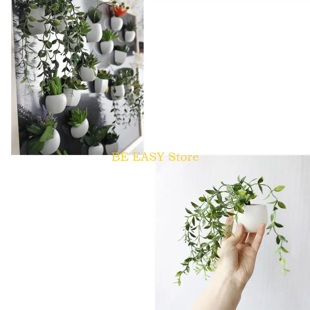 E28F Simulation Plant Refrigerator Sticker Mini Bonsai Succulent Magnet Label for Home Kitchen Fridge Plants Decal Decor