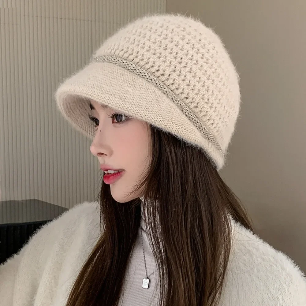 

Korean Winter Pile Has for Women Thermal Pullover Hat Caps Fashion Outdoor Wide Brim Ear Protection Warm Skullcap Beanies Female