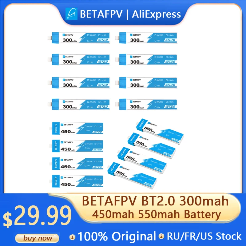 

BETAFPV Drone Battery BT2.0 550mAh 450mAh 300mAh 1S For Ceuts /Pro/Cetus X Kit FPV Charger Motors Racing Drone Accessories