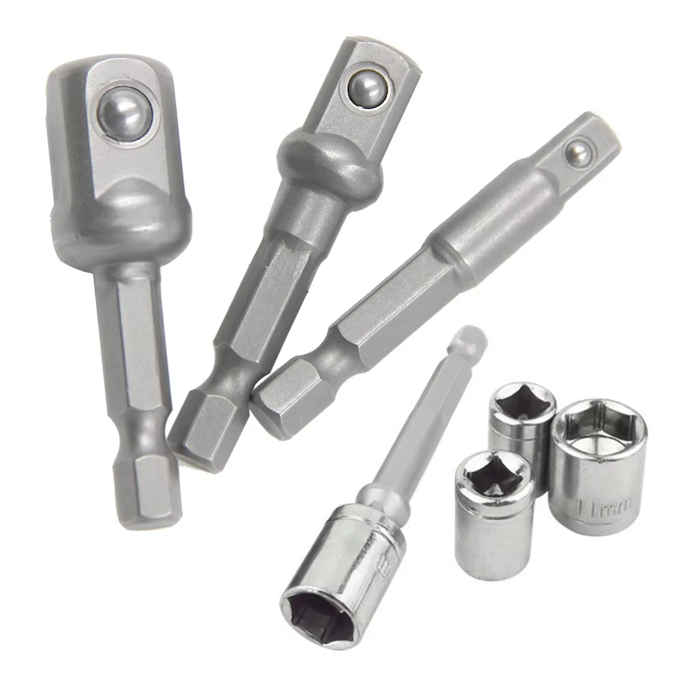 3PC Hexagonal Handle Electric Tool Accessory Set Natural Color Extension Rod 50mm Adapter Square Head Sleeve Screwdriver