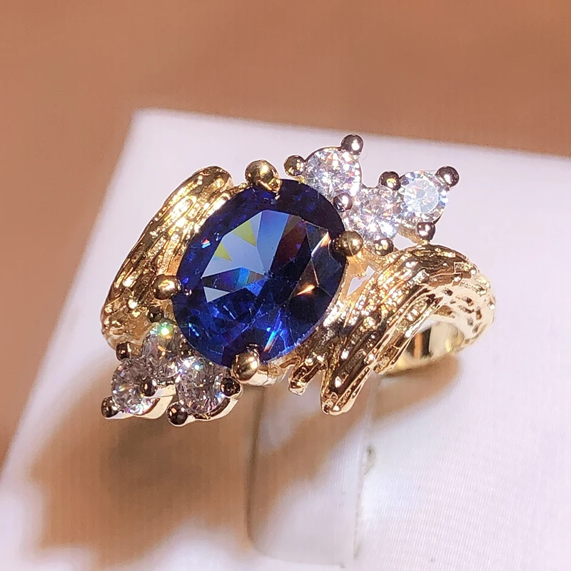 Sapphire Ring For Women 925 Stamp Jewelry With Gemstones Branch Vine Trendy Female Accessory For Party Wholesale Gift