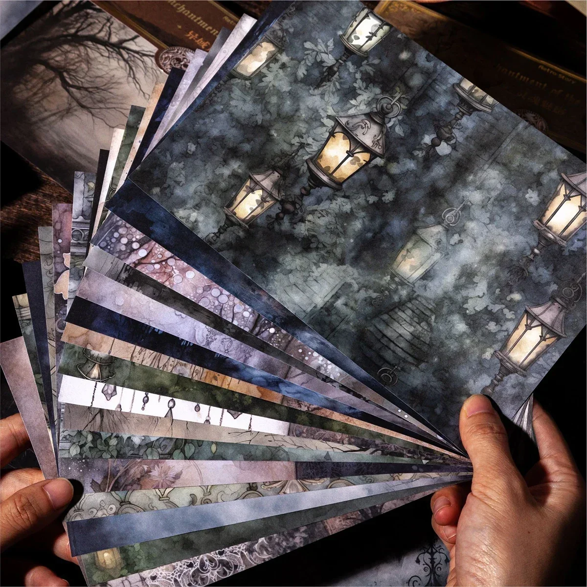 20/Set Sheets Retro Castle Material Paper Dark Night Style DIY Collage Decorative Scrapbook Paintings Diary Student Stationery