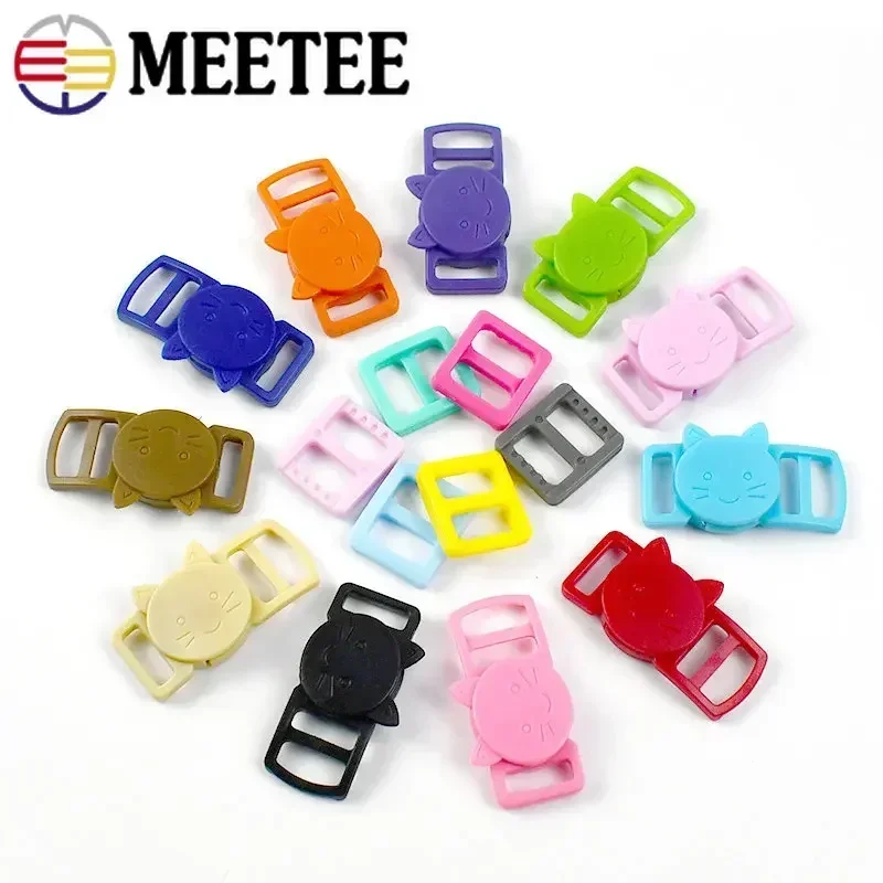 50/100Sets Meetee 10mm Plastic Release Buckle Tri Glide Slider Pet Collar Strap Adjust Clasp Safty Breakaway Paracord Accessory