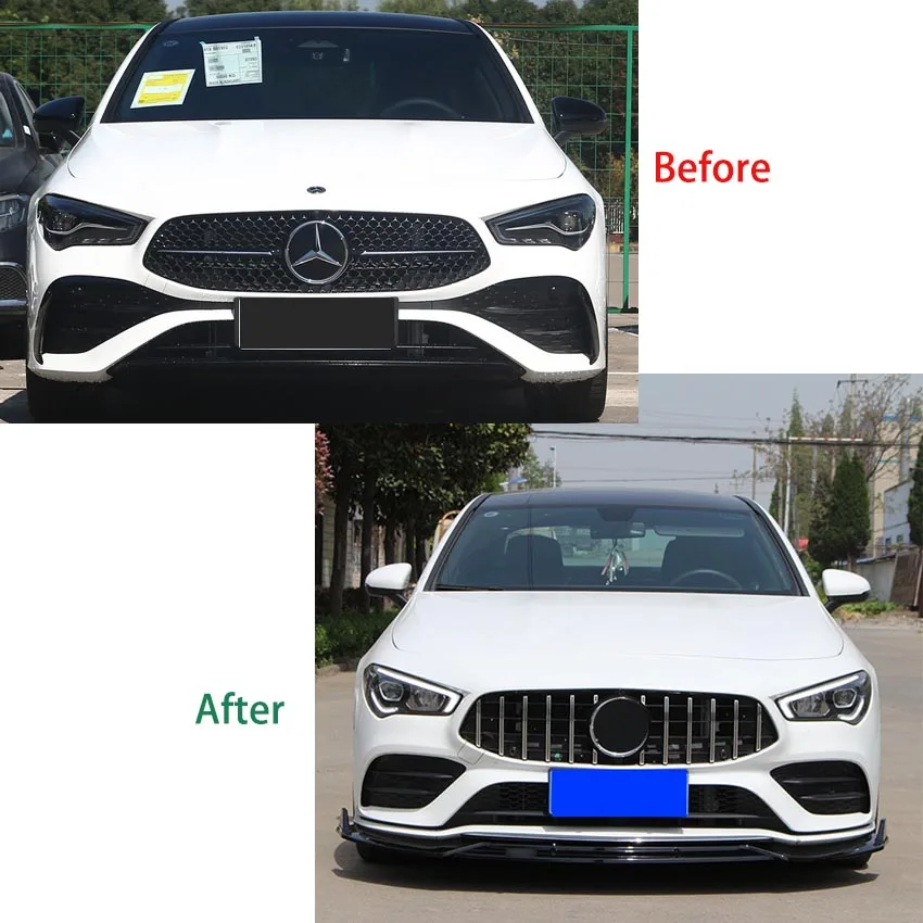 For Mercedes Benz CLA Class C118 X118 W118 2020-2023 Car Front Bumper Lip Splitter Diffuser Body Kits Spoiler Guard Gloss Black