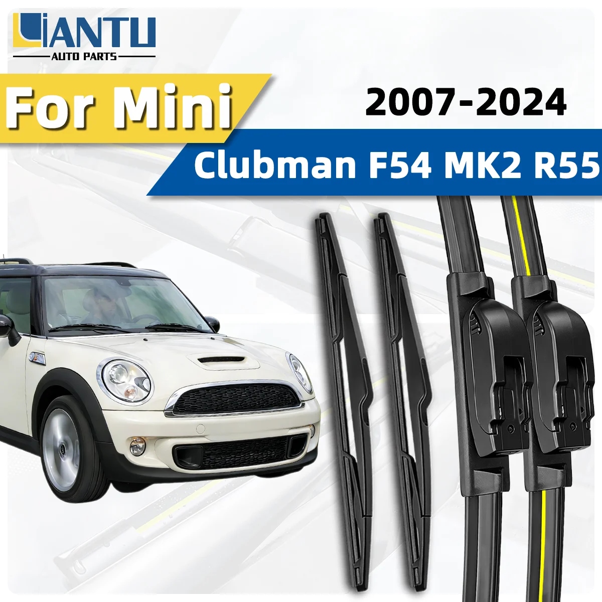 

4PCS Front And Rear Wiper Kit Fit For Mini Clubman F54 MK2 R55 2007-2024 Windshield Wiper Silent Wiper Car Accessories 2023 2022