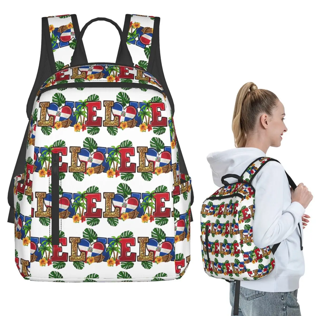 

Flag Of The Dominican Republic Backpack Student BookBag Children School Bag Laptop Shoulder Bags Boys Girls