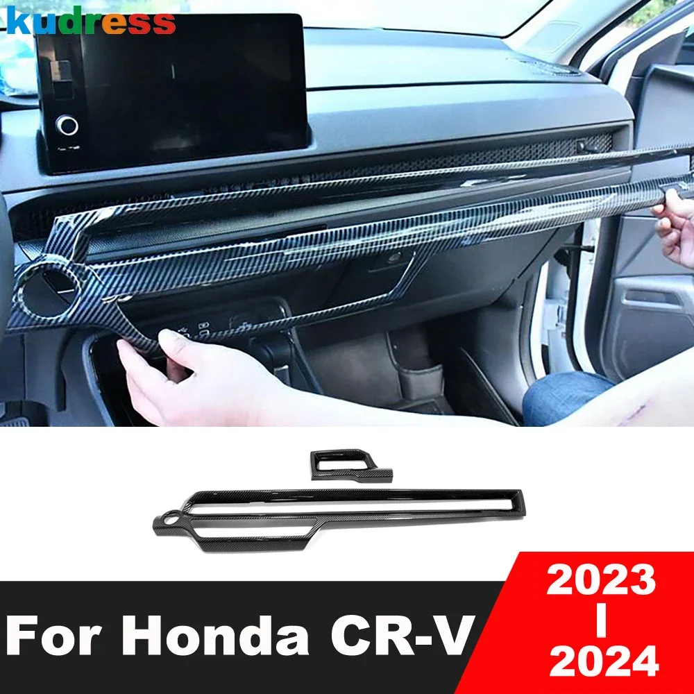 

Car Center Console Dashboard Panel Cover Trim For Honda CRV CR-V 2023 2024 Carbon Fiber Decoration Interior Moulding Accessories