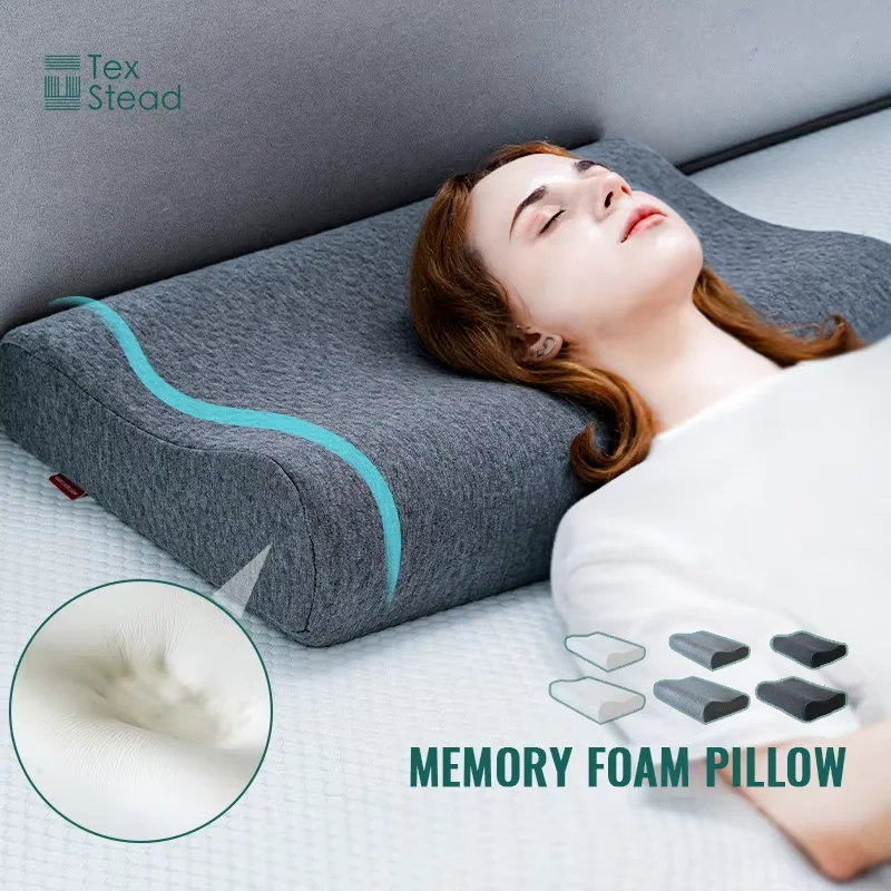 Memory Foam Cervical Pillow,Wave Contour Neck Support,Air Layer Breathable Cover,Slow Rebound Ergonomic Sleep