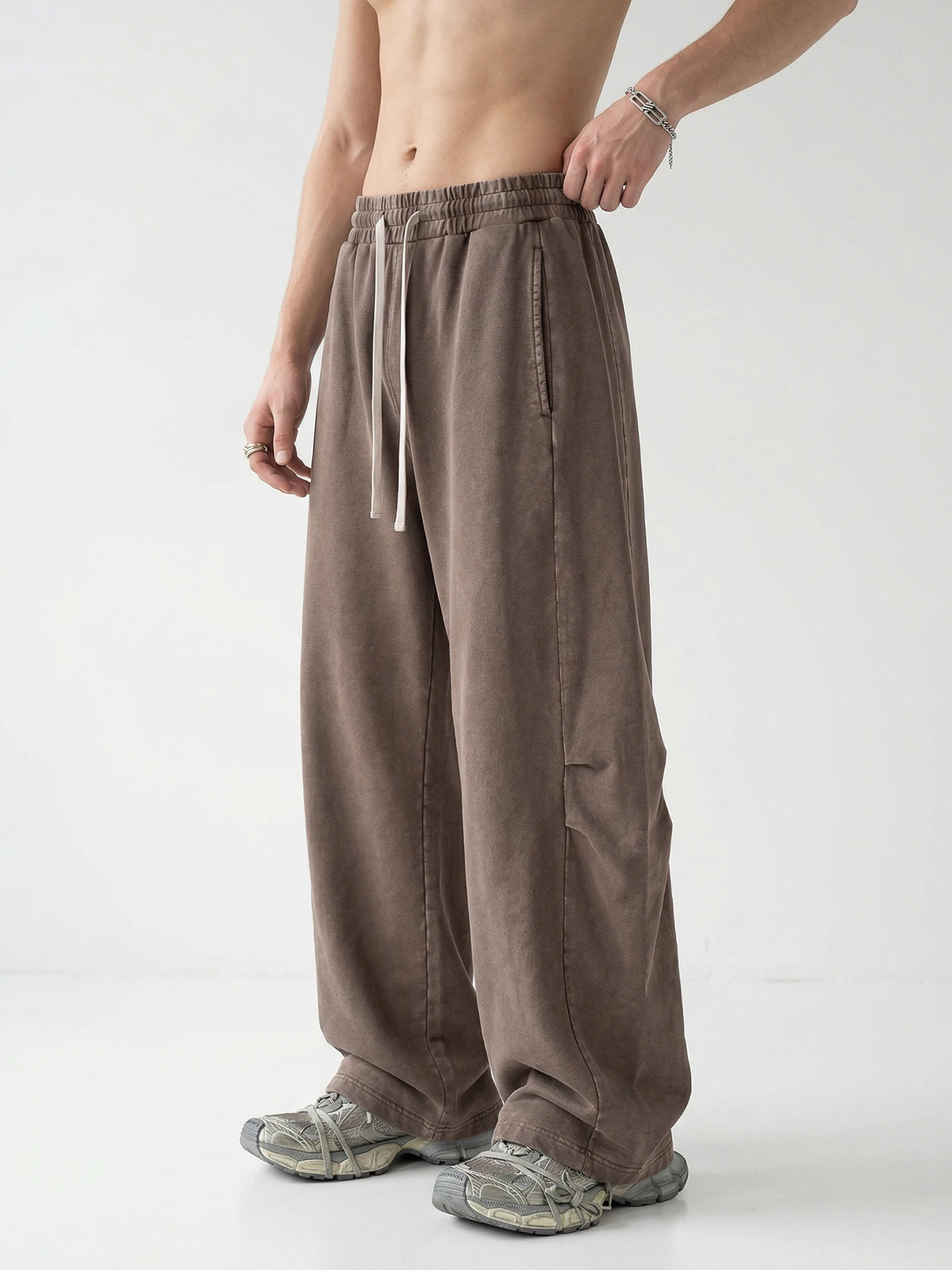 Retro Straight Leg Pants Loose Fit Cotton Long Trousers Vintage Washed Casual Trousers Men's Comfortable Straight Cut Trousers