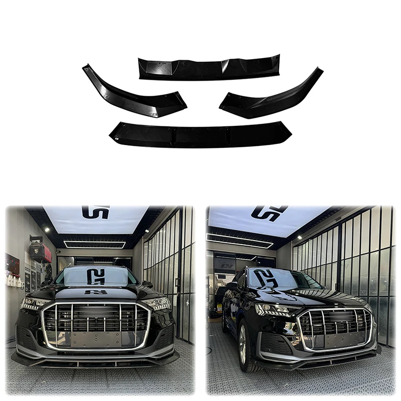 

High Quality ABS 4Pcs Car Front Lip For 2020-2024 Auai Q7 S-Line Bumper Spoiler Glossy Black Modification Accessories Body Kit