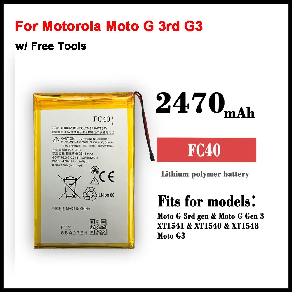 Original Battery FC40 SNN5965A 2315mAh For Motorola Moto G 3rd G3 XT1540 XT1541 XT1543 XT1544 XT1548 XT1550 XT1557 + Tool Kits