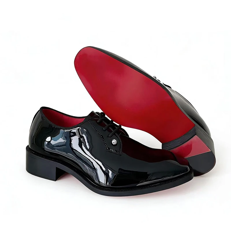 

Formal shoelaces men's CL red soled leather shoes business work commuting Oxford shoes height increasing groom's wedding shoes
