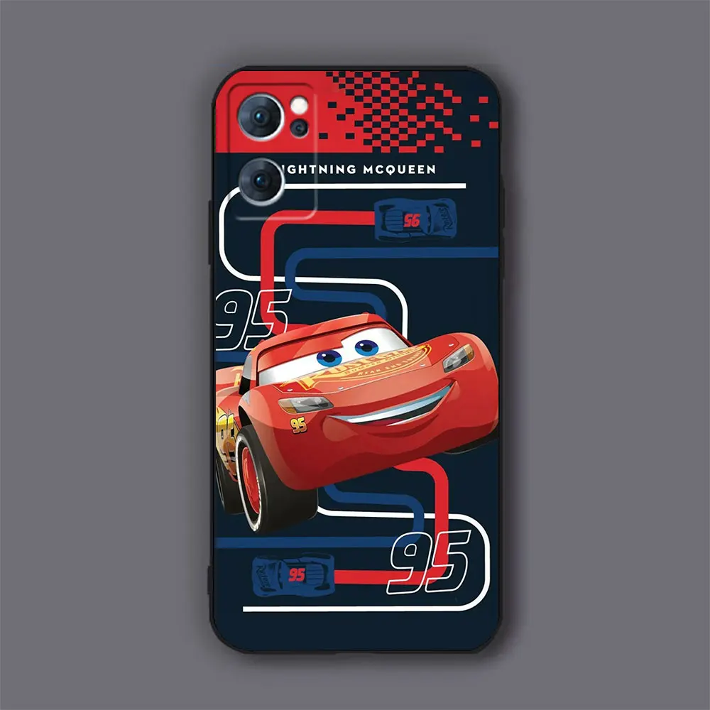 Disney Cars Lightning McQueen Phone Case For OPPO Reno 10 8 8T 7 7Z 6 5 5F 4 Find X5 X3 X2 Pro Plus Lite 4G 5G Black Soft Cover