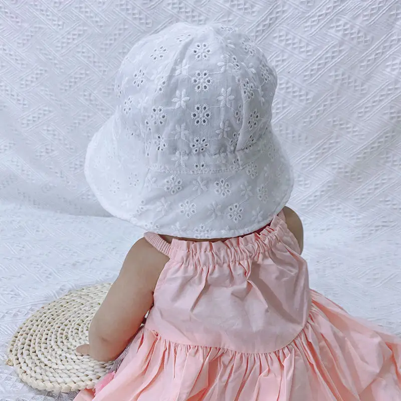 New Panama Summer Baby Sun Hat Outdoor Baby Girls Hat Lace Bowknot Cotton Baby Hat Cap Infant Toddler Sun Cap