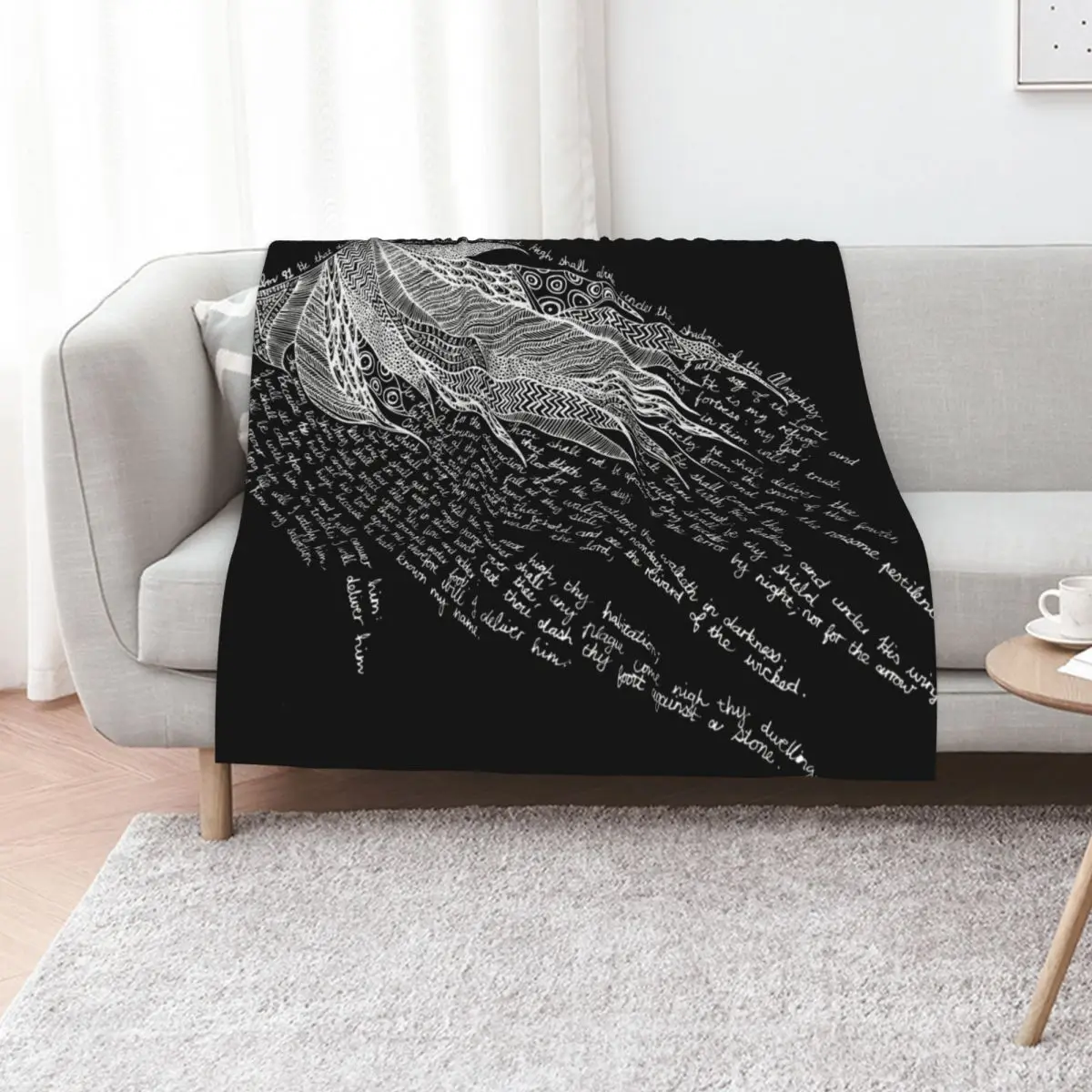 Psalm 91 (on Black) Throw Blanket Stuffeds Sofa Decorative Throw Summer Beddings Sofa Throw Soft Plush Plaid Blankets