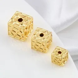 2PCs 6/8/9mm Geometric Copper Beads Gold Color Square Loose Beads DIY Making Necklace Bracelet Spacer Beads Jewelry Findings