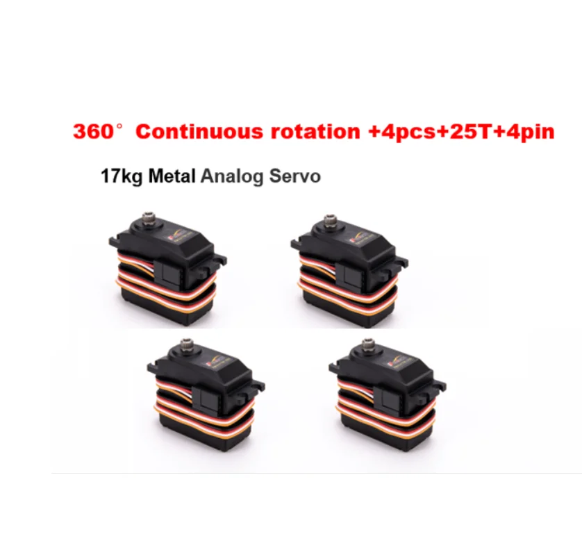 Large Torque 17kg Single Shaft Robot RC Servo 4-Pin Wire Position Feedback Continuous Metal Gear Android Robot Plastic Model