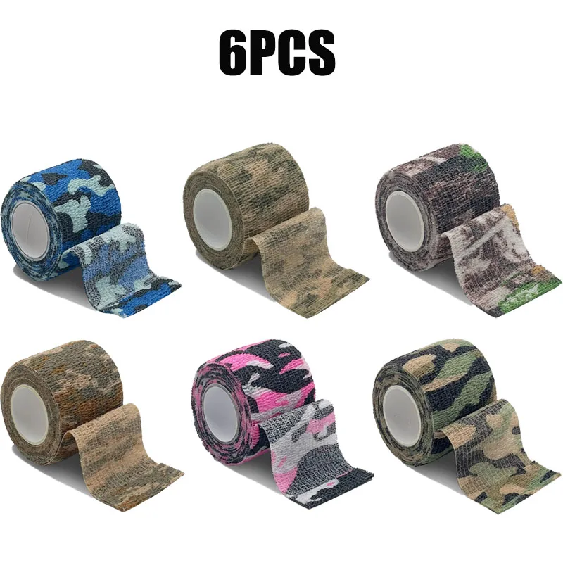 1/6/10 stücke 5*450 cm Camouflage Elastische Bandage Jagd Disguise Hansaplast Wrap Band Selbstklebende Sport Schutz arm Verband