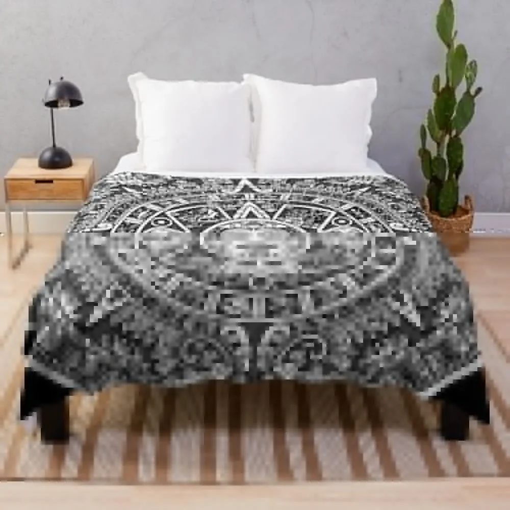 

Aztec calendar Throw Blanket wednesday Soft Plaid Personalized Gift anime Blankets