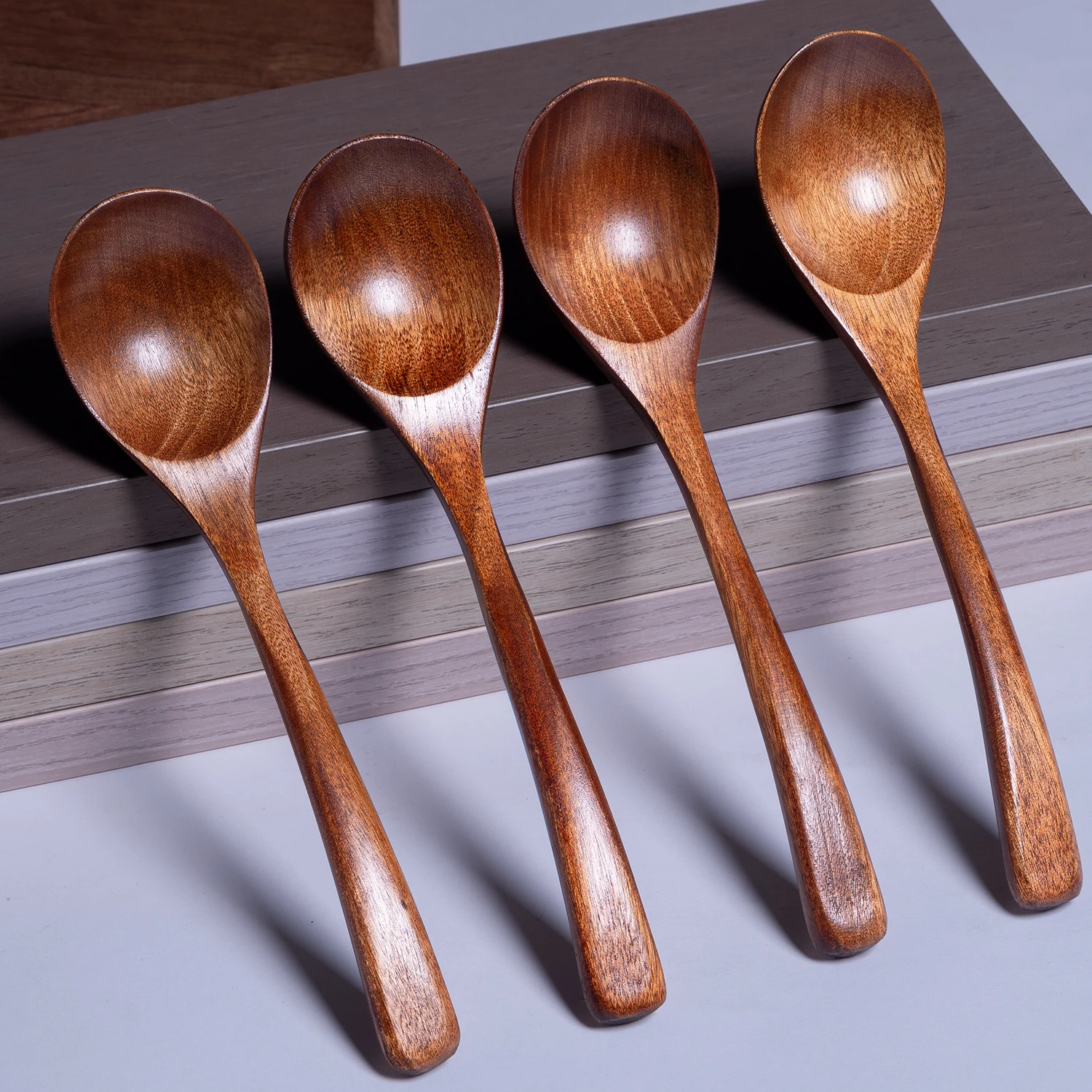 

8 PCS Wooden Spoons for Eating, 7.28 inch Wooden Honey Spoons for Tea, Wooden Teaspoons for Stirring Coffee, Small Wooden Spoons