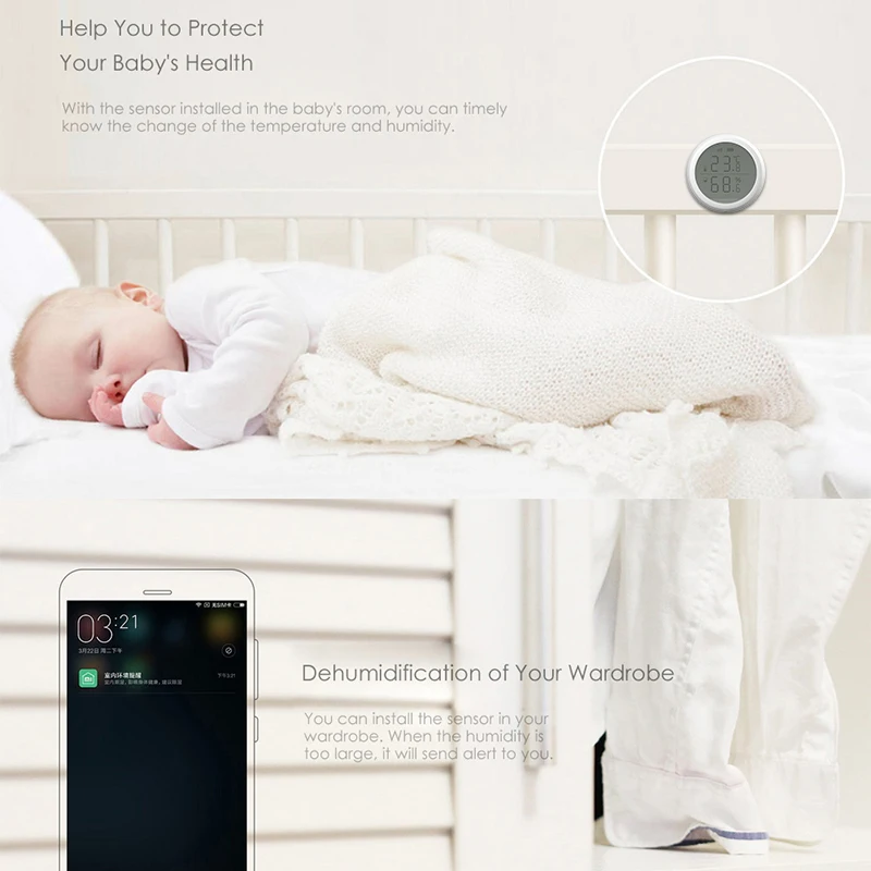 Tuya ZigBee Smart Home Temperatur-und Feuchtigkeit sensor mit LED-Bildschirm funktioniert mit Google Assistant und Tuya ZigBee Hub