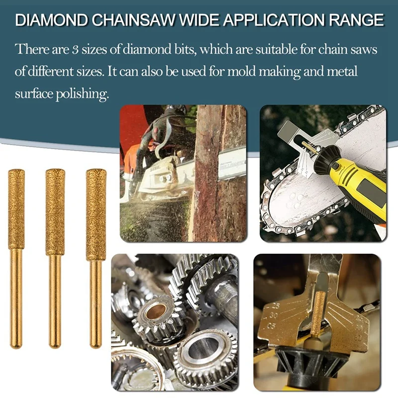 18PCS Diamond Chainsaw Sharpener Bits, Diamond Stone Chain Saw Chainsaw Sharpener For Polishing Chain Grinding Tool