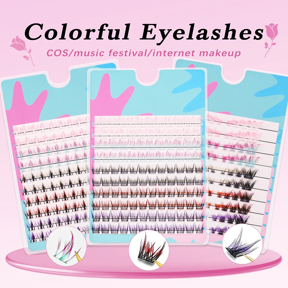 Brown 30D Cluster DIY Eyelashes Individual Volume False Eyelash Brown And Black Colored Cluster False Lashes 40D Cluster Makeup