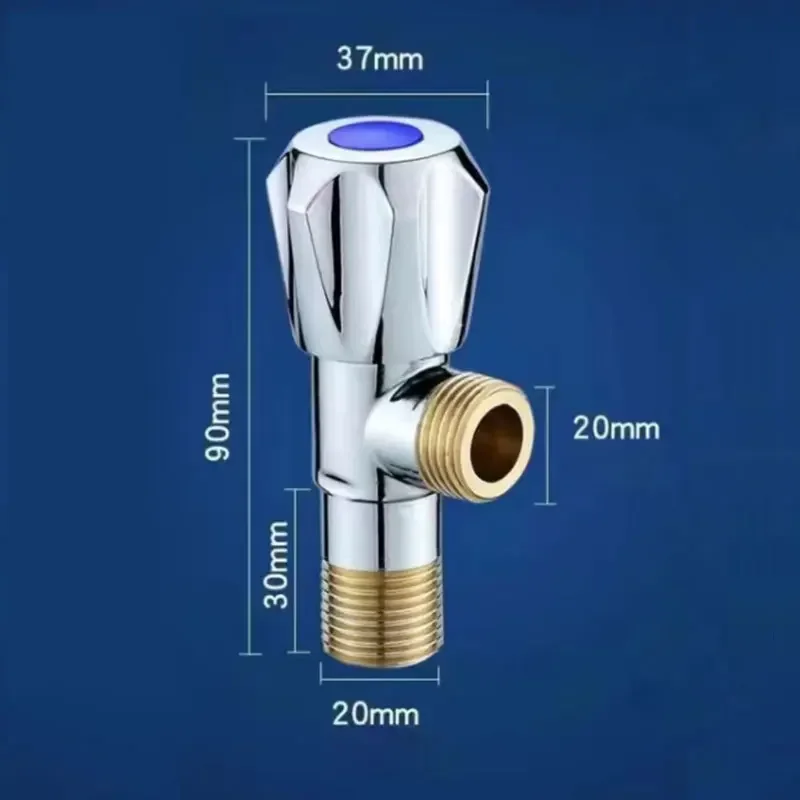 욕실용 단단한 황동 앵글 스위치, 온수 및 냉수 정지, 주방 화장실 싱크대용 빠른 개방 수도꼭지, G1/2