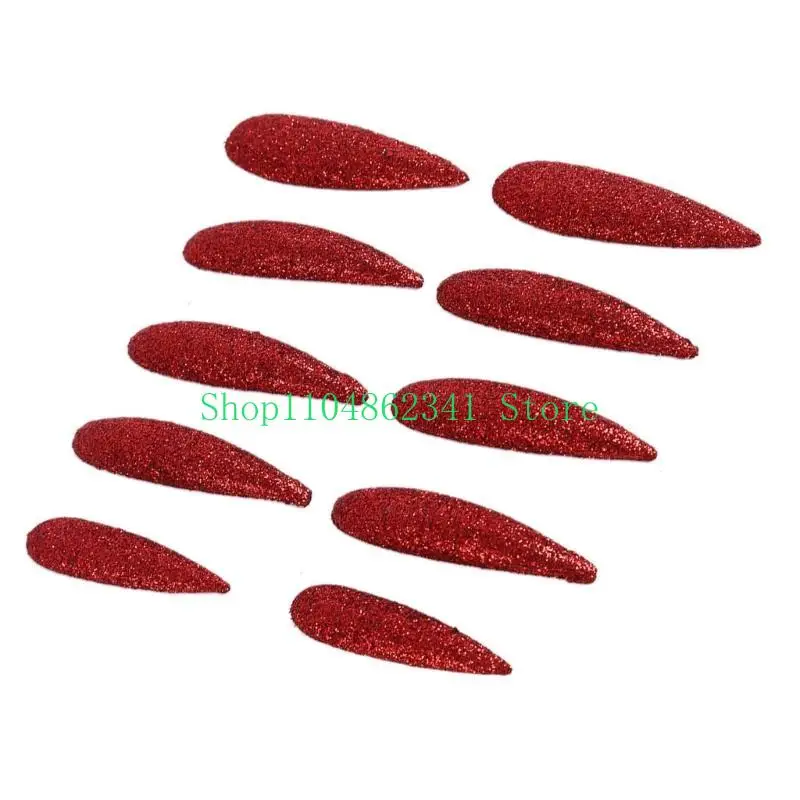 5asd 10Pieces Glittering Sequins Halloween Finger Claws Nails Tip Cosplay Costumes Accessories For Women Masquerade Halloween