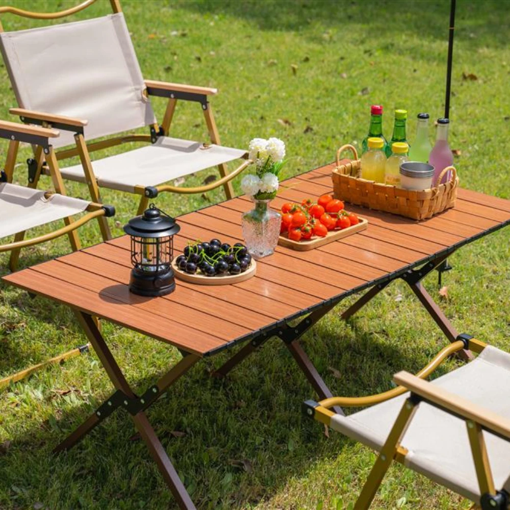 Outdoor Folding Tables and Chairs Portable Ultra-light Aluminum Egg Roll Table Picnic Camping Pliante Equipment Mesa Furniture