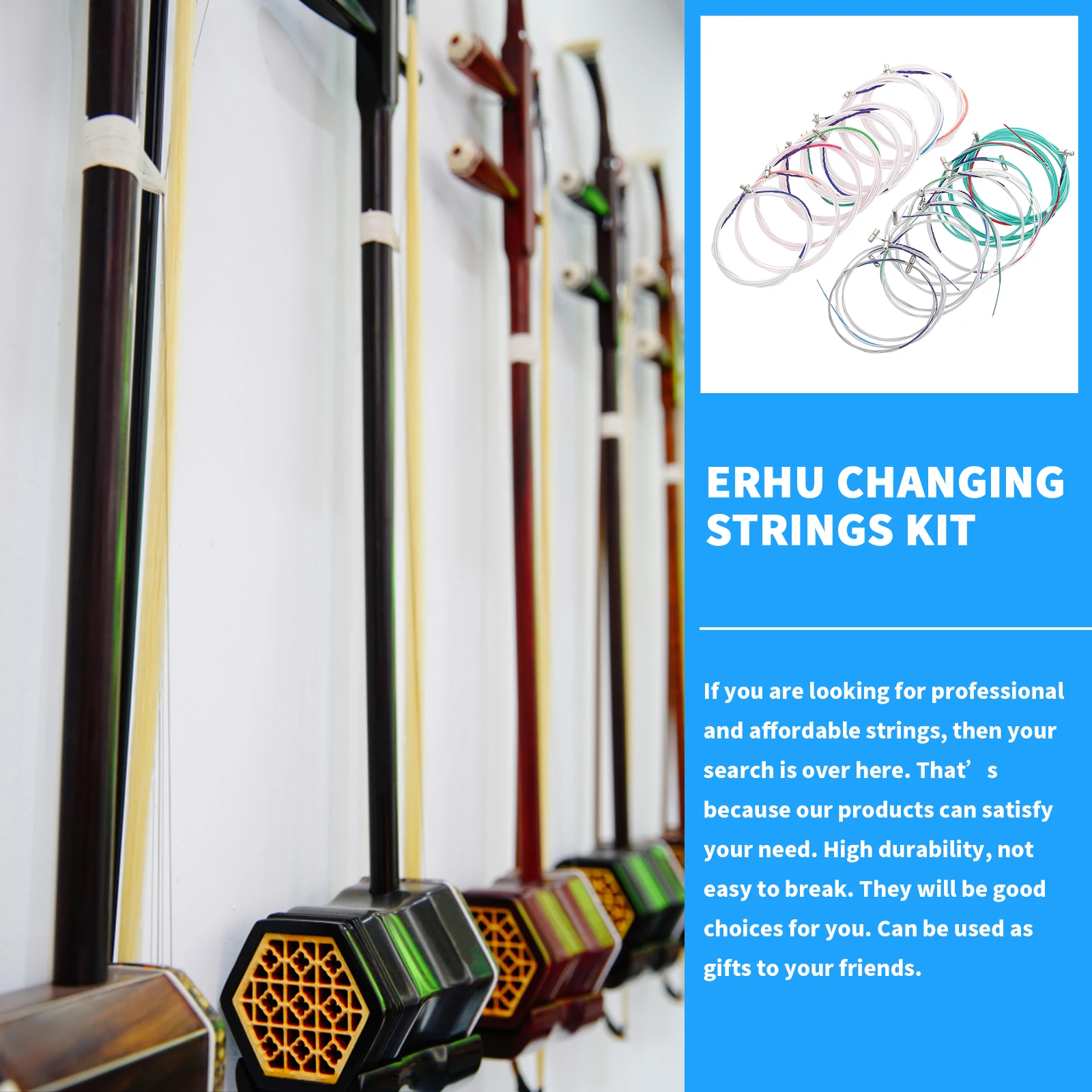

2pcs Strings Set Durable Replacement Strings For Erhu Lovers Full Kit Sturdy Anti-Oxidation High Sound Quality Music Instrument