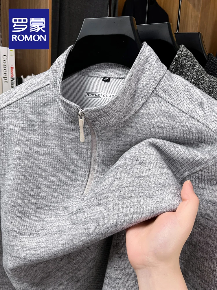 

Rn Men's Knitted Hoodie f Zip Casual Long Sve Stand Collar Faion Spor T-irt for Autumn Busin Casual Sle