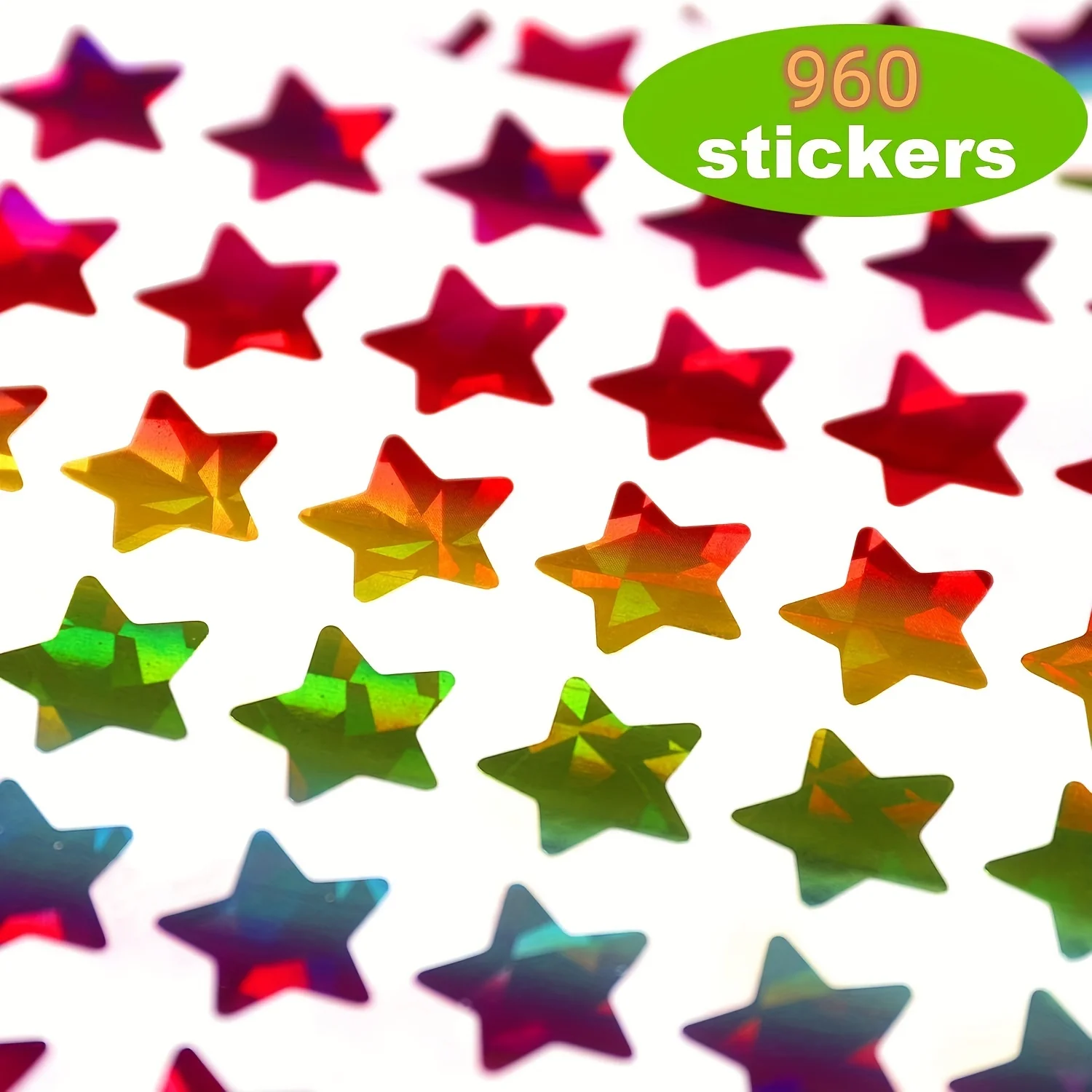 960 Holographic Rainbow Little Stars Stickers for Children\'s Rewards, Behavior Charts, Student Planners, and Teacher Supplies fo