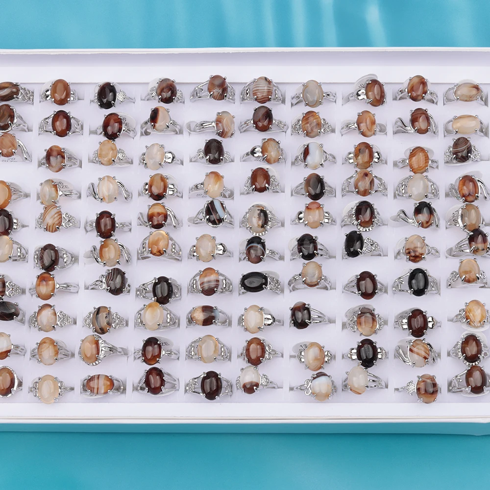 خواتم إصبع من الحجر الطبيعي للنساء ، بوهيمية ، جمشت ، عقيق رمادي ، أنماط مختلطة ، هدايا حفلات ، بيع بالجملة ، 20 *