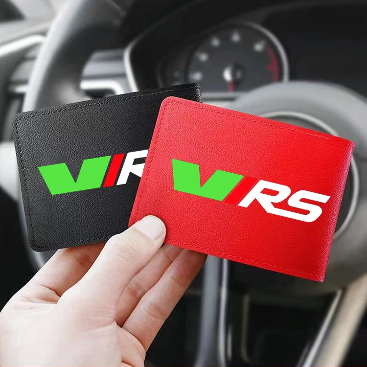 Ultra ince otomatik sürücü lisans çantası yapay PU kapak üzerinde VRS logosu için Skoda Octavia hızlı Kodiaq Superb Kamiq araba aksesuarları